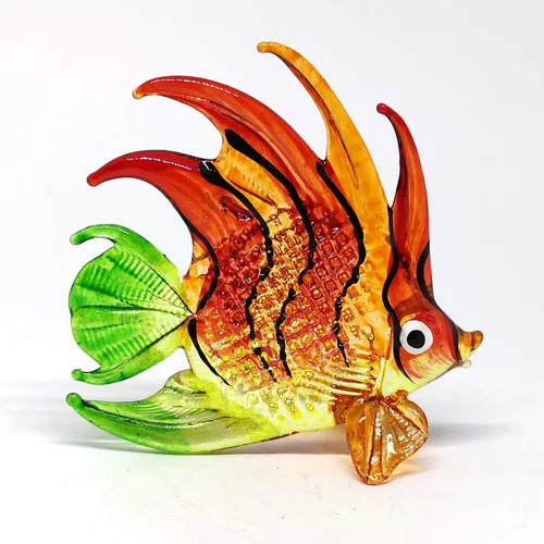 Vista 2 de Acuario Artesanía Tailandesa Coleccionable Mini Figura De Peces De Vidrio Soplado A Mano Decoración Hand-blown glass, 2.5 in tall, for coastal