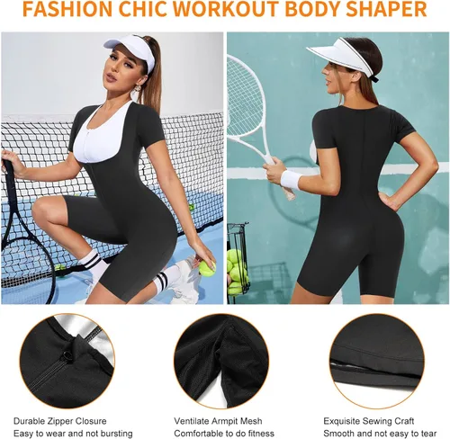 Vista 3 de URSEXYLY Traje de sauna para mujer, chaleco de sudor, entrenador de cintura, 3 en 1, adelgazante, moldeador de cuerpo completo, parte superior