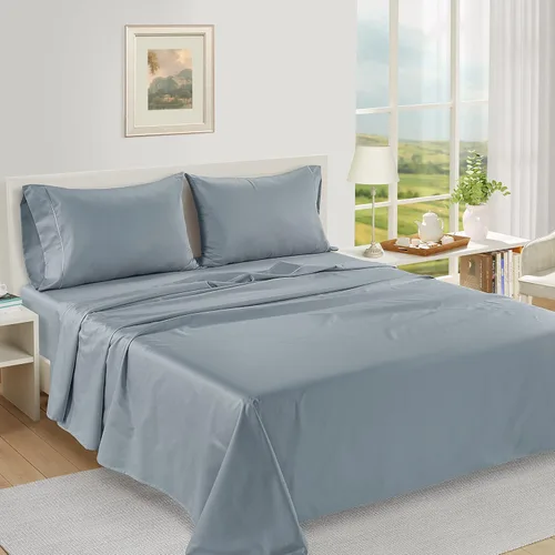 Vista 305 de LANE LINEN - Sábanas individual 100% algodón egipcio suave, cómodo y grueso de calidad de hotel, costuras reforzadas totalmente elásticas, sin