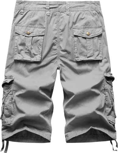 Vista 6 de Pantalones cortos de carga para hombre, con múltiples bolsillos, de sarga de algodón, de ajuste relajado, camuflaje para exteriores
