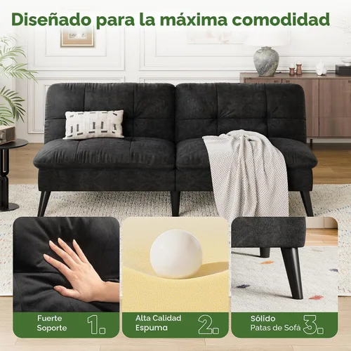 Vista 7 de Vongrasig Sofá cama futón de terciopelo con respaldo ajustable, sofá cama plegable convertible pequeño, sofá cama moderno para sala de estar