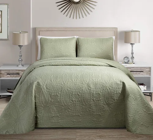 Vista 10 de Fancy Collection Solid # Austin - Juego de colcha, cubrecama, estampado en relieve.