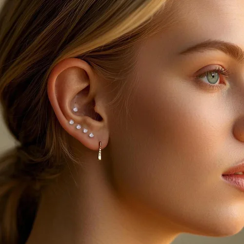 Vista 7 de 43 piezas de retenedores de piercing de nariz transparentes para cirugía, anillos de nariz Bioflex, septum, cartílago, rook, daith, herradura