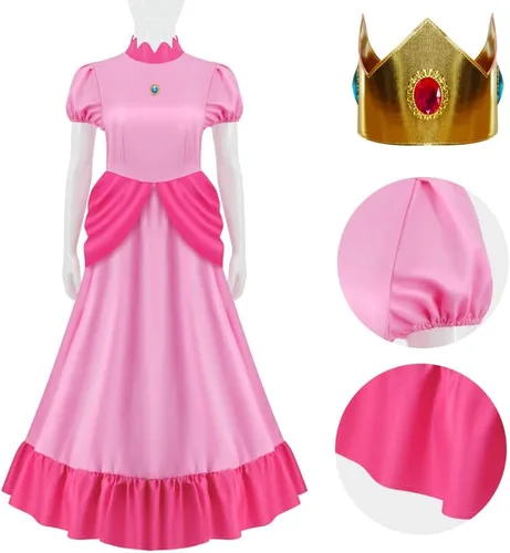 Vista 4 de PAINEOMN Princess Dress for Women Halloween Princess Cosplay Costume Crown Earrings Gloves Set Adult Fancy Dress Suit