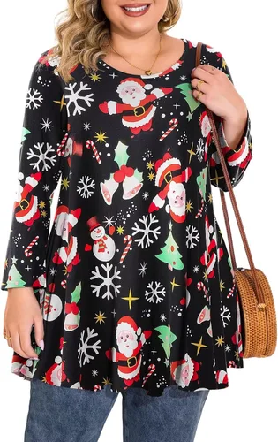 Vista 26 de BELAROI Blusas tipo túnica de manga 3/4 para mujer, talla grande, cómoda para usar con leggings, estilo casual 5-Winered