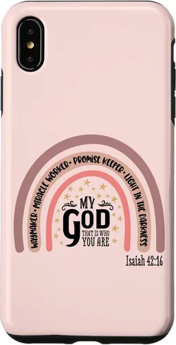 Vista 11 de Funda motivacional para iPhone 13 Pro Max Waymaker Boho Rainbow con versículo bíblico