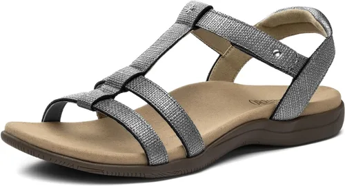 Vista 8 de Rihero Sandalias ortopédicas con soporte de arco para mujer, ortopédicas, cómodas, para caminar, informales, ajustables, para verano, playa