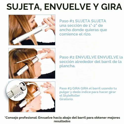 Vista 6 de BIO Ionic StyleWinder Professional Rotating Curling Iron - Ceramic Curling Iron, 1 Hour Automatic Shut-Off, 440 °F Temperature Control Curling Wand