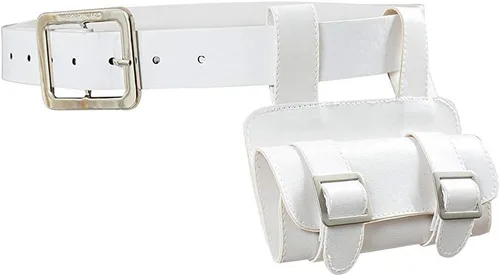 Vista 2 de Cinturón de Halloween para adultos Kimetsu no Yaiba Anime PU Prop Cosplay Cinturón con cubierta de cuchillo blanco, Blanco