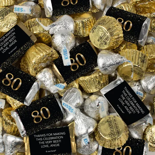 Vista 8 de Kit de 200 caramelos personalizados para cumpleaños número 50, regalos de fiesta de chocolate para invitados, suministros de bufé de dulces