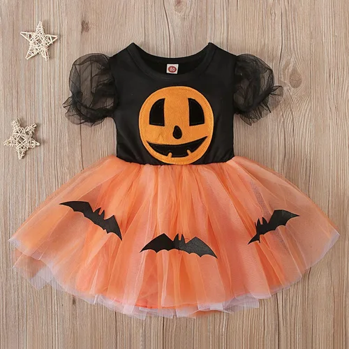 Vista 2 de FEORJGP Vestido de tul de Halloween para niñas pequeñas, vestido de tela de araña, vestido de bruja de Halloween para niñas pequeñas