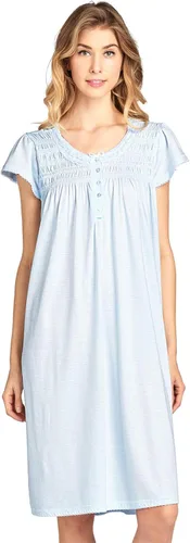 Vista 25 de Casual Nights Camisón de manga larga para mujer, diseño floral. Azul