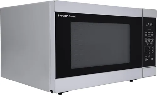 Vista 10 de SHARP Horno microondas para encimera con plato giratorio extraíble de 13.6 pulgadas, 1100 vatios, 1.6 pies cúbicos, acero inoxidable Tocadiscos