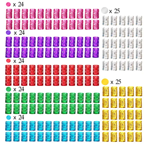 Vista 4 de Messen 170 cuentas de rastas multicolor de aluminio para decoración del cabello, joyería para trenzar el cabello (no se rompe fácilmente)