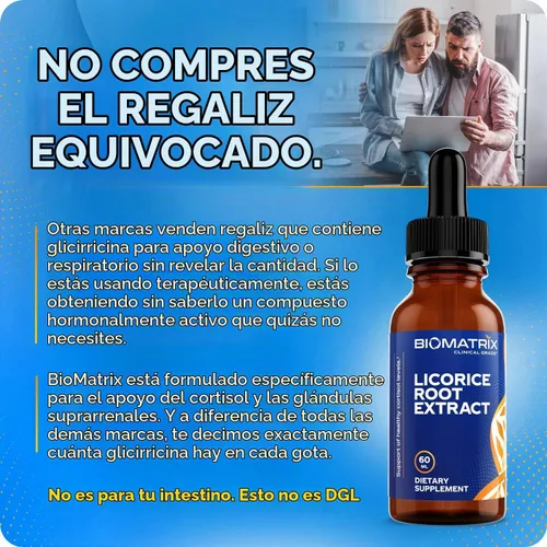Vista 5 de BioMatrix Extracto de raíz de regaliz (1200 gotas de 2 onzas líquidas) más ingrediente activo que las marcas competidoras