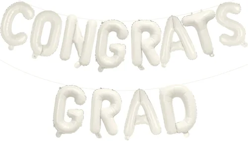 Vista 6 de KALOR Globos negros de 16 pulgadas con texto en inglés "Congrats Grad", letras de graduación negras, decoraciones de graduación 2026