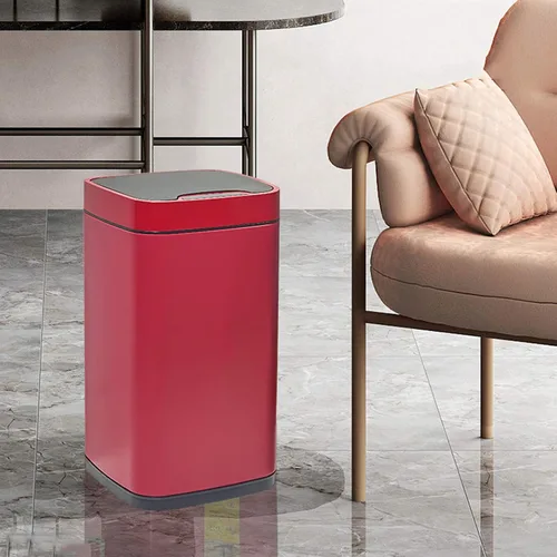 Vista 6 de Garbage bin Square Automatic Trash Can with Lid Stainless Steel Smart Induction Trash Can Household Bedroom Living Room Trash Can, 2.3 Gallons/3.1