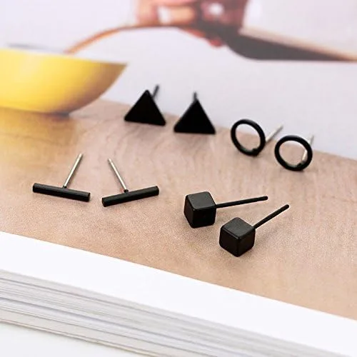 Vista 3 de 4 aretes de oro para mujer, aretes triangulares, pequeños aretes triangulares, aretes de tuerca triangulares, regalos de Navidad para mujer