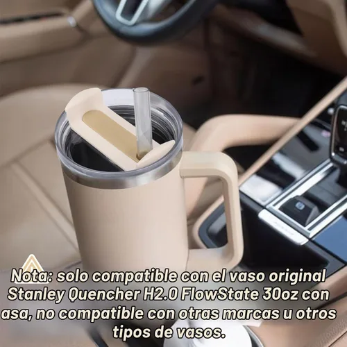 Vista 4 de Paquete de 2 tapas de vaso de 30 onzas de repuesto para vasos Stanley Cup, tapas de repuesto para vasos Stanley de viaje, a prueba de derrames Crema