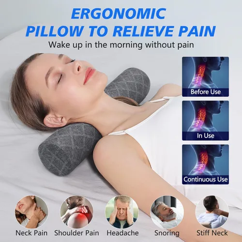 Vista 3 de Cozyhealth Almohada cervical pequeña de 3.1 pulgadas de alto, almohada cilíndrica de espuma viscoelástica suave media para dormir, soporte de cuello