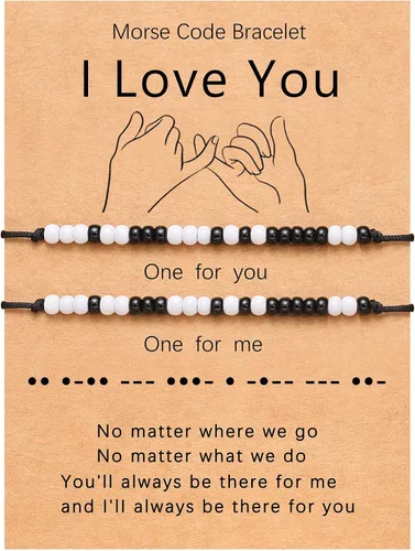 Vista 10 de UNGENT THEM Pinky Promise - Pulsera a juego para parejas, alma gemela, hombre, relación a distancia, regalos para mujeres, hombres, él, ella