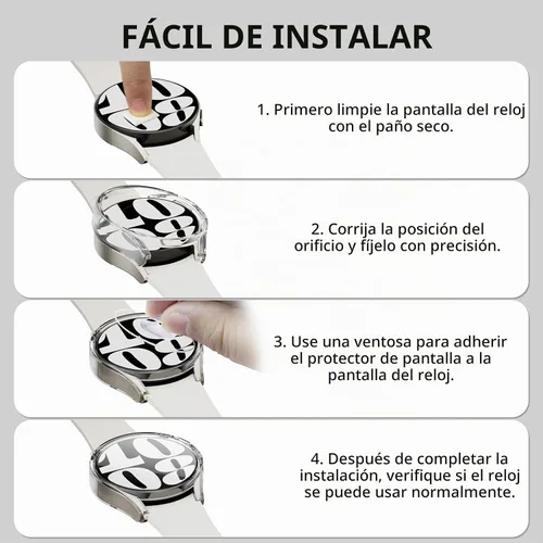 Vista 3 de Rc-Z (4+4 Pack) Funda protectora con protector de pantalla para Samsung Galaxy Watch 7 de 40 mm, protector de policarbonato duro y película