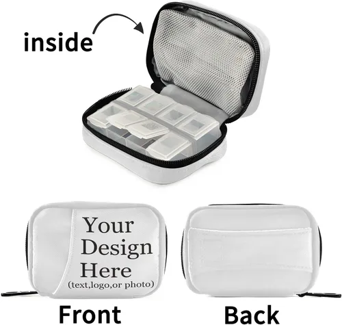 Vista 7 de Pastillero personalizado personalizado para 7 días, organizador de píldoras de viaje, pastillero semanal portátil, contenedor de suplementos
