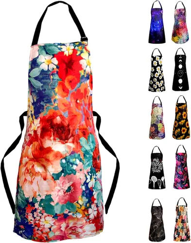 Vista 14 de Delantal Babero Ajustable Impermeable con 2 Bolsillos Delantales de Cocina para Mujeres Hombres Chef