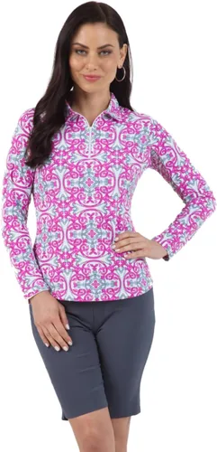 Vista 3 de Ibkul Women's Long Sleeve Polo - Alice Print