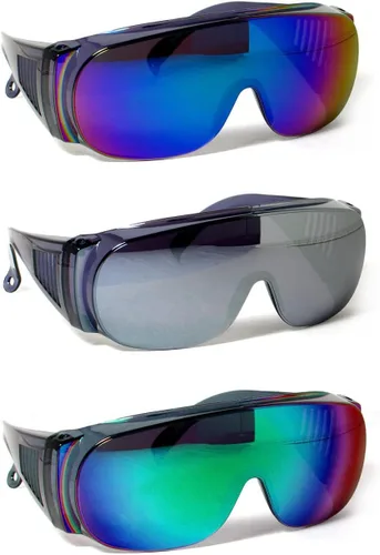 Vista 13 de Calabria 1003 Gafas de seguridad grandes que se ajustan sobre anteojos graduados Fitover para hombres y mujeres, envolventes, tintadas
