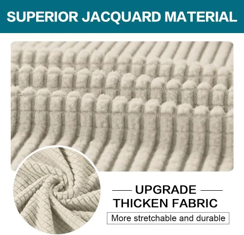 Vista 4 de Turquoize Fundas de sofá de 3 piezas para sofá de 2 cojines individuales, paquete de 2 fundas para silla, beige Biscotti