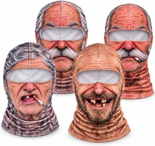 Vista 13 de Old Man Ski Mask,Funny Realistic Face Printed Balaclava,Stretch Cosplay Headgear for Halloween,Costume Parties & Pranks