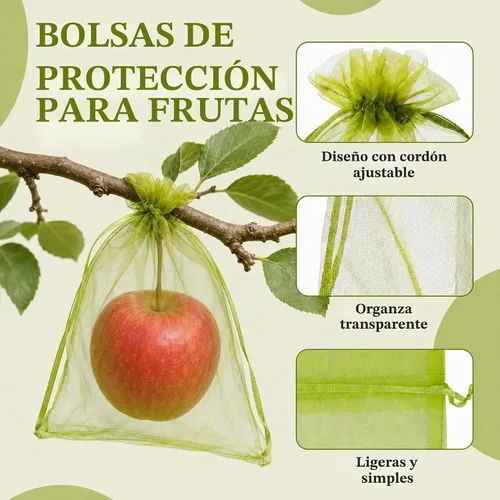 Vista 2 de YunKo 50 bolsas de protección de frutas de 6.5 x 9 pulgadas, bolsa de Verde oliva