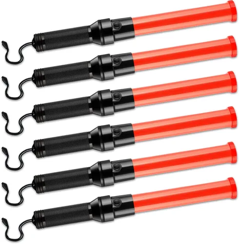 Vista 8 de TOODOO 6 varitas de control de tráfico de señal de 21 pulgadas, bastón de tráfico LED multifunción con 2 patrones intermitentes, cordón para correa