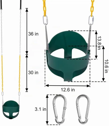 Vista 6 de Sunnyglade Toddler High Back Full Bucket Swing Seat Kids Swing Set Green