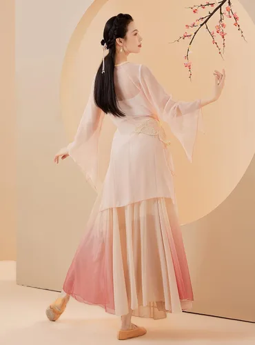 Vista 2 de Angcoco Top de gasa de mariposa bordada tradicional china para mujer + falda con vuelo de 720
