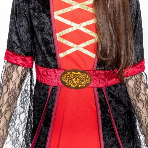 Vista 4 de Disfraz de vampiro real para niñas, disfraz gótico de Halloween, fiesta temática de vampiro, juego de rol