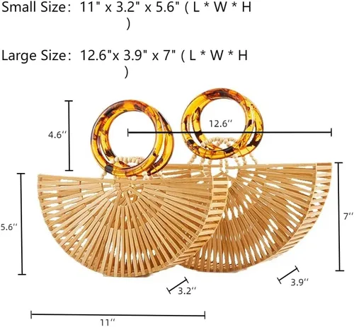 Vista 2 de VAKAER Bolso de bambú para mujer, bolso de mano hecho a mano con bolsa