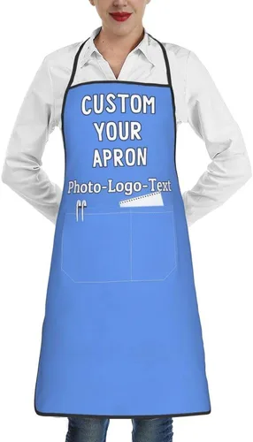 Vista 29 de Delantales personalizados para adultos, delantal personalizado con logotipo de foto, delantal impermeable con 2 bolsillos