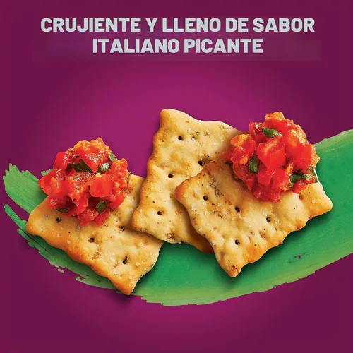 Vista 5 de Toasteds Galletas de pan plano, aperitivos para el almuerzo, aperitivos de fiesta, hierbas italianas (12 cajas)