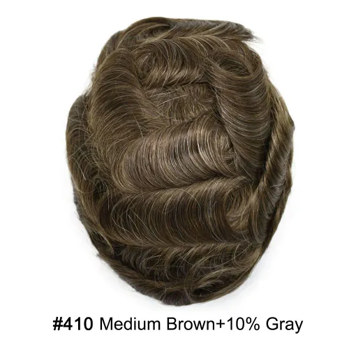 Vista 404 de Toupee para hombre 100% cabello humano real tupé para hombres 0.004 in piel de poliuretano para hombre, sistema de reemplazo de piezas de pelo