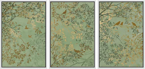 Vista 144 de MUDECOR Lienzo enmarcado para pared, juego de arte de acuarela pastel, bosque de pinos, naturaleza silvestre, ilustraciones modernas, decorativas