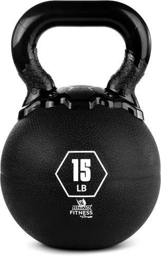 Vista 12 de Champion Sports Rhino - Pesas rusas de goma, color negro, equipo de entrenamiento de fuerza de primera calidad, varios pesos