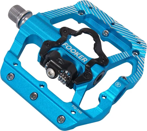Vista 9 de FOOKER Pedales de bicicleta de montaña MTB, plataforma plana de 3 rodamientos, compatible con doble función sellada de aluminio sin clipless pedales