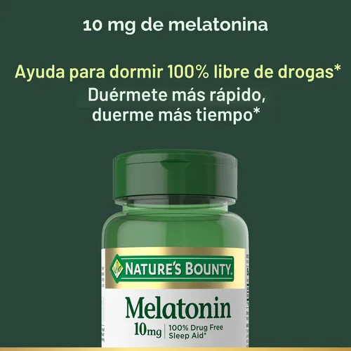 Vista 3 de Nature's Bounty Melatonina, promueve la relajación y la salud del sueño, 10 mg, cápsulas, 60 unidades (paquete de 2)