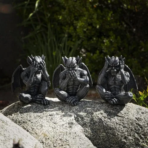 Vista 2 de Pacific Giftware Figura de gárgolas Hear, See, Speak No Evil de 5.98 pulgadas de altura, resina, decoración de mesa