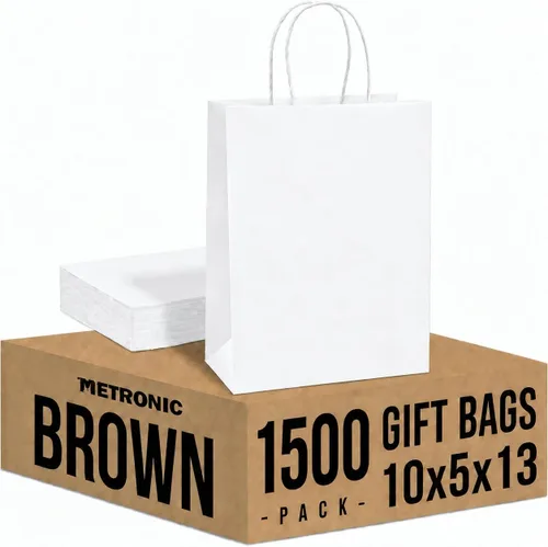 Vista 17 de METRONIC Bolsas de regalo de papel marrón de 5.25 x 3.75 x 8 pulgadas