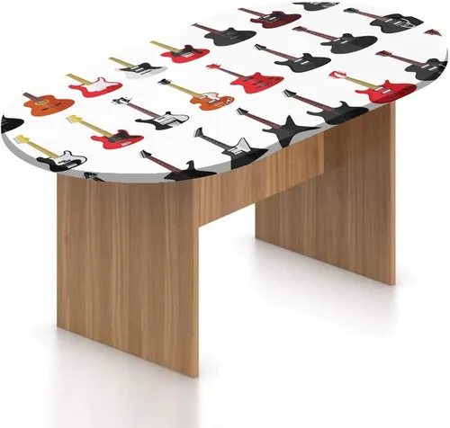 Vista 26 de Mantel ajustable ovalado de poliéster elástico de fantasía, diseño de casa del bosque en musgo, diseño de bosque encantado, se adapta a mesas