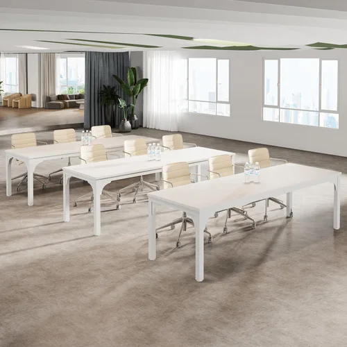 Vista 15 de Mesa de conferencias de 6.56 pies, mesa de seminario rectangular grande súper resistente para 8 personas, mesas largas de negocios, 1 unidad
