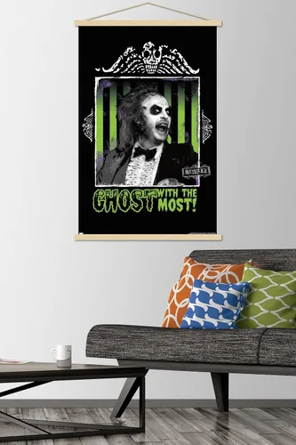 Vista 2 de Trends International Beetlejuice - Ghost With The Most Wall Poster, 22.37" x 34.00", Premium Print and Beechwood Hanger Bundle